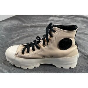 Converse Chuck Taylor All Star Lugged Leather Sneakers Womens 8.5 Beige Black Hi